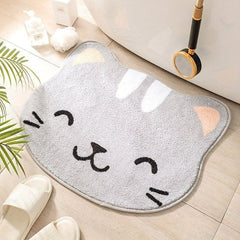 Cat Pattern Bath Rug Soft Non Slip Absorbent Quick Drying Bath Mat