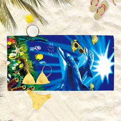 Dolphin Pattern Beach Towel Large Microfiber Soft Absorbent Lightweight Towel