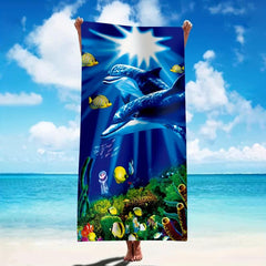 Dolphin Pattern Beach Towel Large Microfiber Soft Absorbent Lightweight Towel