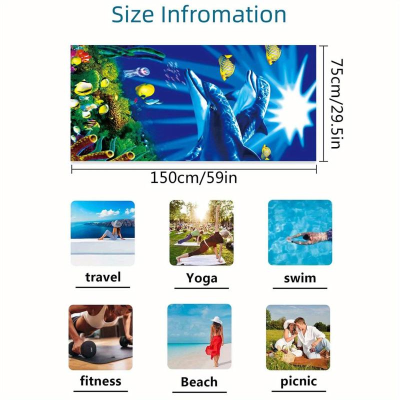 Dolphin Pattern Beach Towel Large Microfiber Soft Absorbent Lightweight Towel
