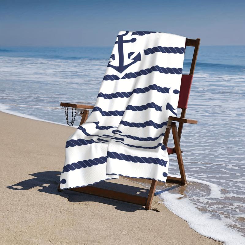 Anchor Pattern Microfiber Beach Towel Lightweight & Absorbent