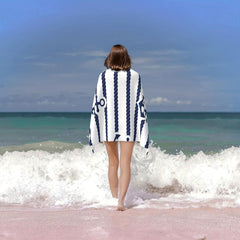 Anchor Pattern Microfiber Beach Towel Lightweight & Absorbent
