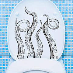 Octopus Toilet Sticker Adhesive Cartoon Room Decor Decal Bathroom Acces