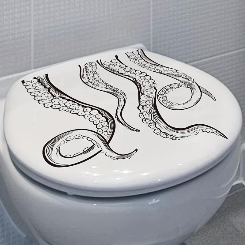 Octopus Toilet Sticker Adhesive Cartoon Room Decor Decal Bathroom Acces