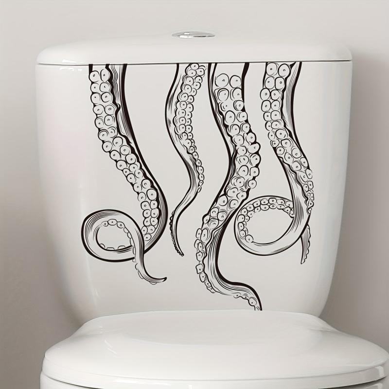 Octopus Toilet Sticker Adhesive Cartoon Room Decor Decal Bathroom Acces