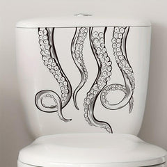 Octopus Toilet Sticker Adhesive Cartoon Room Decor Decal Bathroom Acces
