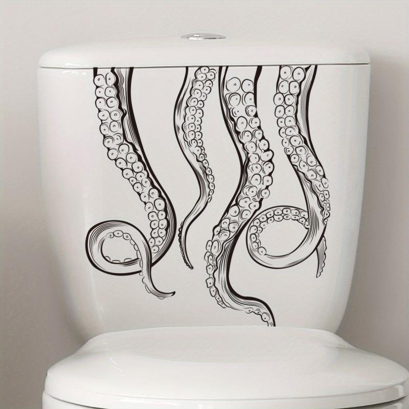Octopus Toilet Sticker Adhesive Cartoon Room Decor Decal Bathroom Acces