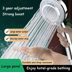 Powerful 3-Speed Handheld Showerhead with Filtered Spray Head
