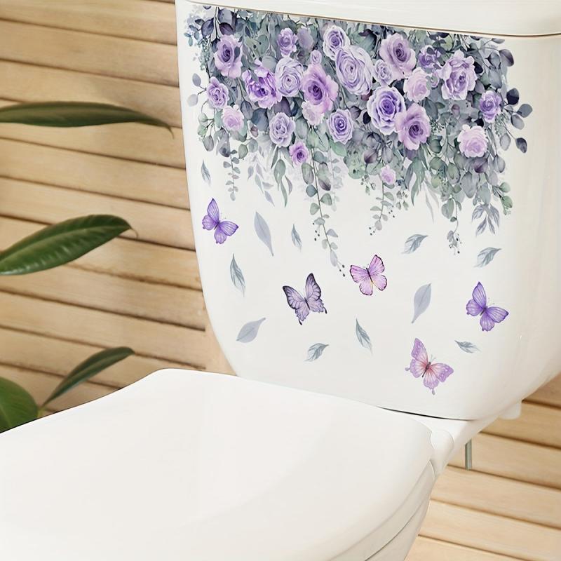 Plant Flower Butterfly Wall Sticker Toilet Sticker Bathroom Home Decoration
