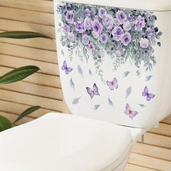 Plant Flower Butterfly Wall Sticker Toilet Sticker Bathroom Home Decoration