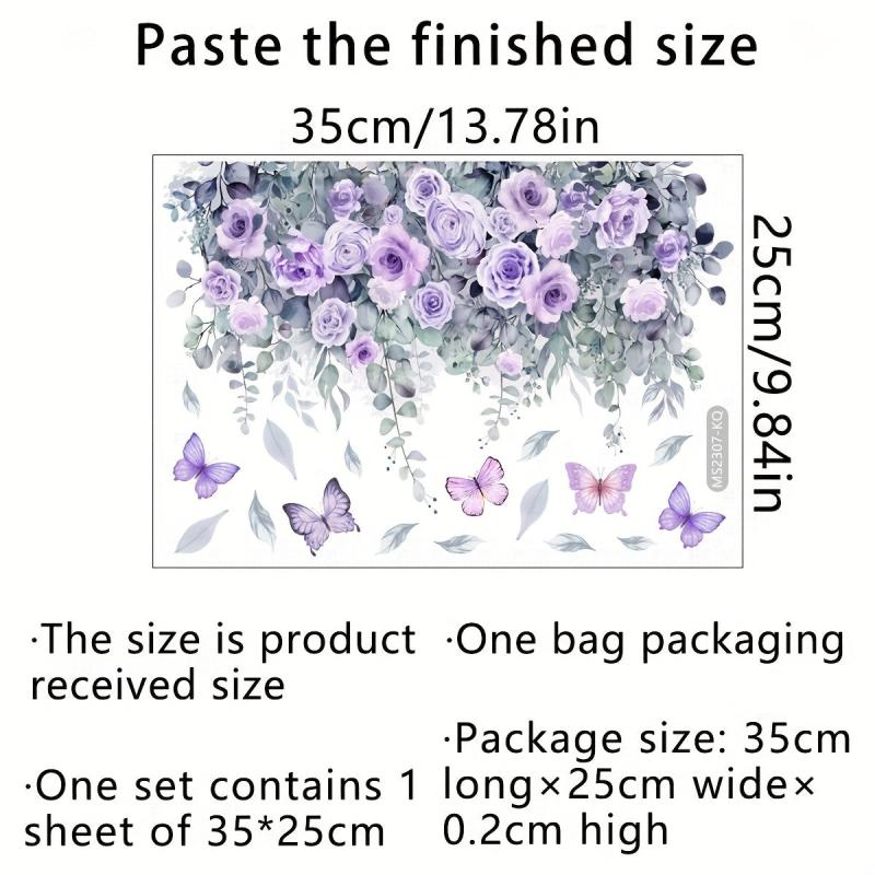 Plant Flower Butterfly Wall Sticker Toilet Sticker Bathroom Home Decoration