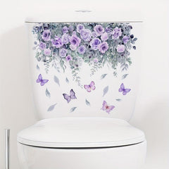 Plant Flower Butterfly Wall Sticker Toilet Sticker Bathroom Home Decoration