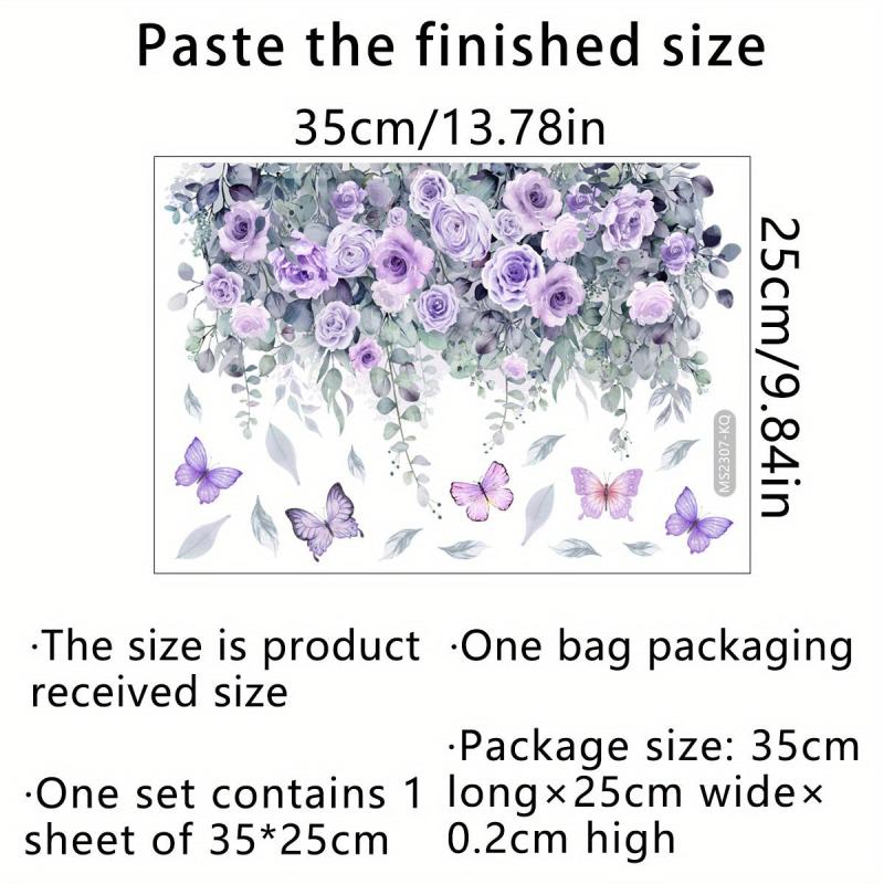 Plant Flower Butterfly Wall Sticker Toilet Sticker Bathroom Home Decoration