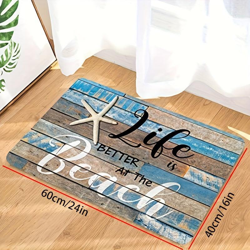 Non Slip Memory Foam Bathroom Rug Beach Elements Decorative Bathroom Accessory
