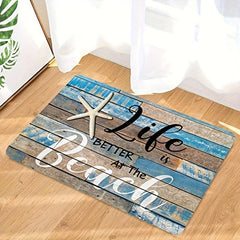 Non Slip Memory Foam Bathroom Rug Beach Elements Decorative Bathroom Accessory