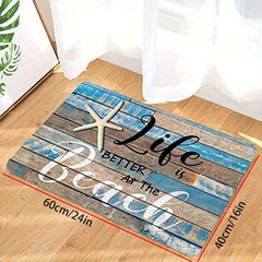 Non Slip Memory Foam Bathroom Rug Beach Elements Decorative Bathroom Accessory