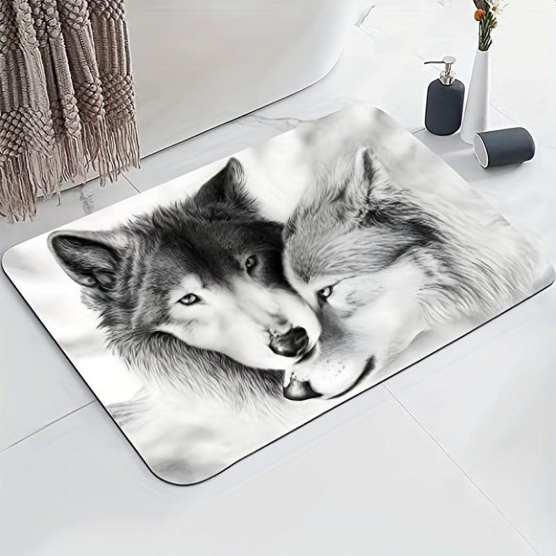 Wolves Pattern Bath Rug Microfiber 24 X 16 Bathroom Foot Mat Non Slip