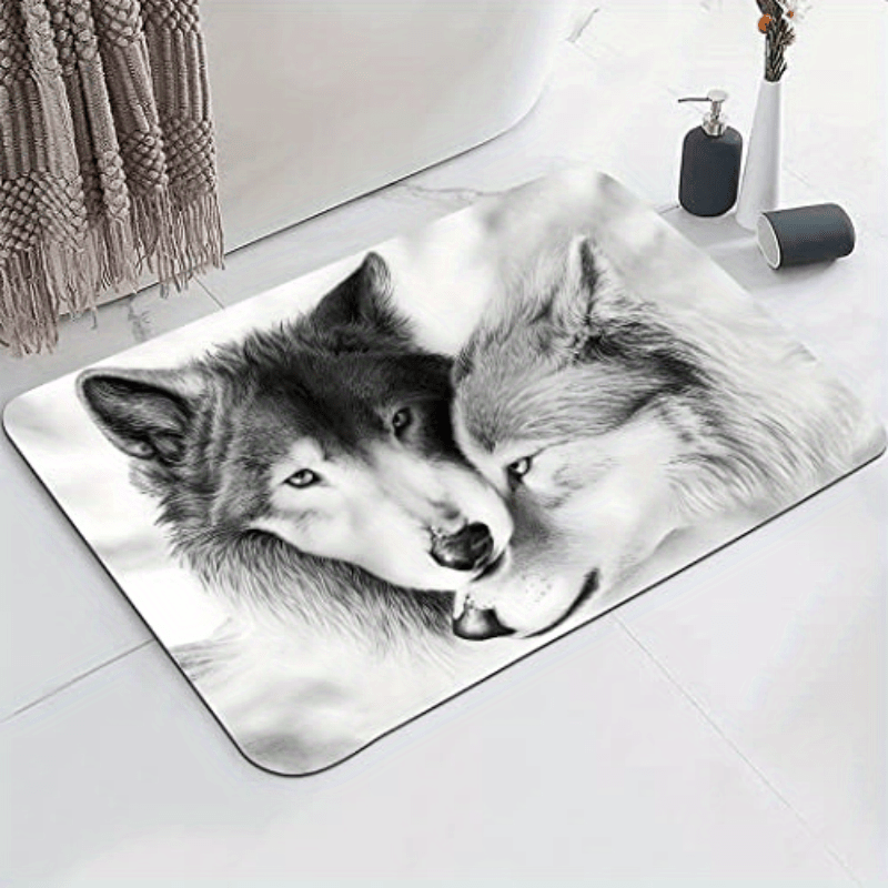 Wolves Pattern Bath Rug Microfiber 24 X 16 Bathroom Foot Mat Non Slip