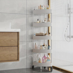 Bathroom Corner Shelves No Drilling Shower Storage Rack Utility Cart with Wheels