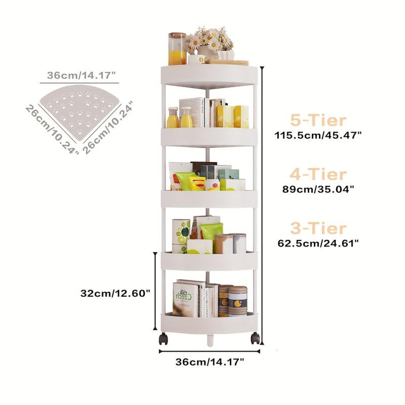 Bathroom Corner Shelves No Drilling Shower Storage Rack Utility Cart with Wheels