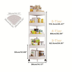 Bathroom Corner Shelves No Drilling Shower Storage Rack Utility Cart with Wheels