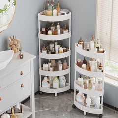 Bathroom Corner Shelves No Drilling Shower Storage Rack Utility Cart with Wheels