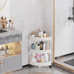 Bathroom Corner Shelves No Drilling Shower Storage Rack Utility Cart with Wheels