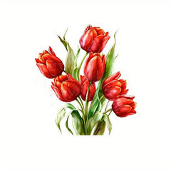 Tulip Pattern Toilet Lid Decal Adhesive Wall Sticker Waterproof Cover