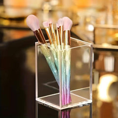 Clear Makeup Organizer with Brush Holder for Bathroom Vanity