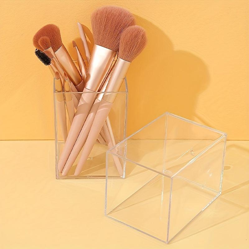 Clear Makeup Organizer with Brush Holder for Bathroom Vanity