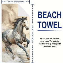 Horse Print Beach Towel Absorbent Quick Drying Breathable Blanket Yoga Mat