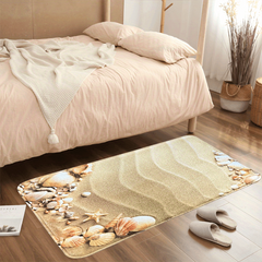 Flannel Memory Cotton Bathroom Mat Seashore Beach Shell Starfish Mat