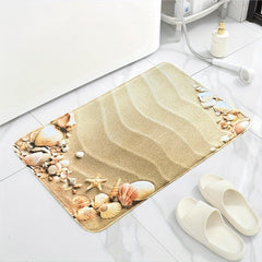 Flannel Memory Cotton Bathroom Mat Seashore Beach Shell Starfish Mat