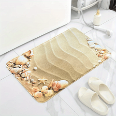 Flannel Memory Cotton Bathroom Mat Seashore Beach Shell Starfish Mat