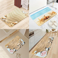Flannel Memory Cotton Bathroom Mat Seashore Beach Shell Starfish Mat