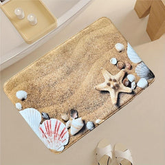 Flannel Memory Cotton Bathroom Mat Seashore Beach Shell Starfish Mat