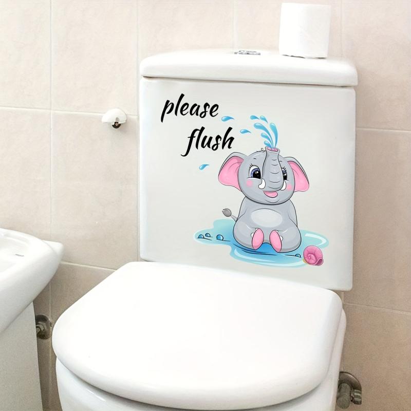Cartoon Elephant Toilet Lid Decal Self Adhesive Sticker Bathroom Decor