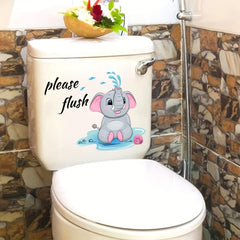 Cartoon Elephant Toilet Lid Decal Self Adhesive Sticker Bathroom Decor