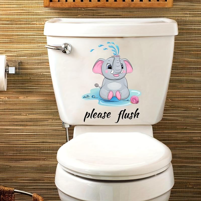Cartoon Elephant Toilet Lid Decal Self Adhesive Sticker Bathroom Decor