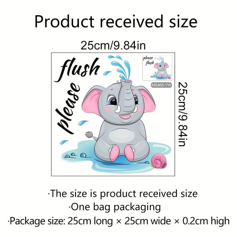 Cartoon Elephant Toilet Lid Decal Self Adhesive Sticker Bathroom Decor