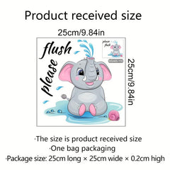 Cartoon Elephant Toilet Lid Decal Self Adhesive Sticker Bathroom Decor