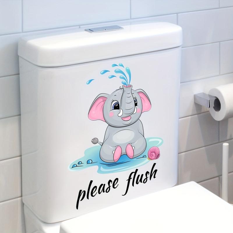 Cartoon Elephant Toilet Lid Decal Self Adhesive Sticker Bathroom Decor