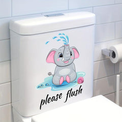 Cartoon Elephant Toilet Lid Decal Self Adhesive Sticker Bathroom Decor