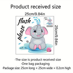 Cartoon Elephant Toilet Lid Decal Self Adhesive Sticker Bathroom Decor