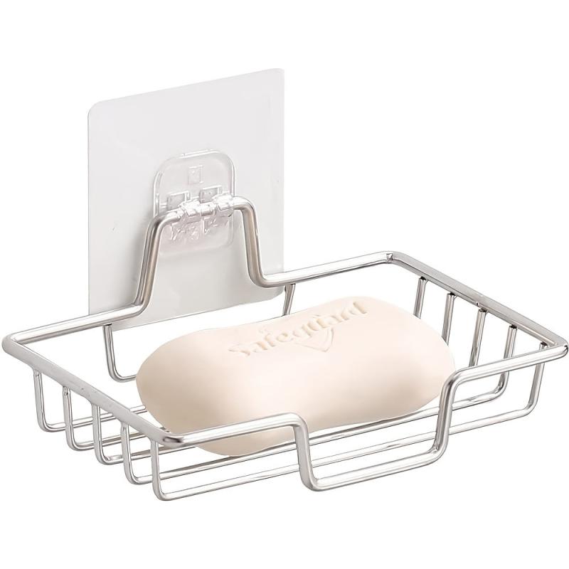 Stainless Steel Soap Dish Holder Wall Mounted Easy Installation Silvery