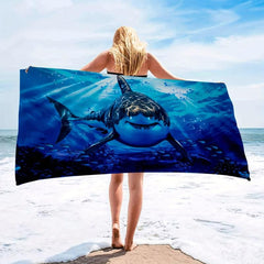 Large Shark Beach Towel Soft Microfiber for Sun Protection