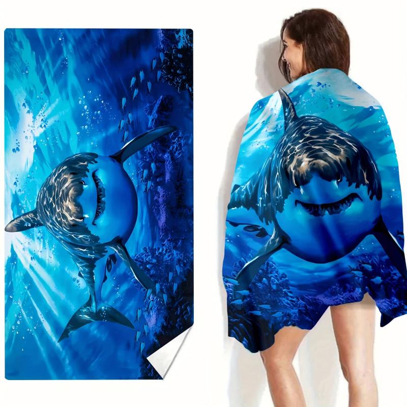 Large Shark Beach Towel Soft Microfiber for Sun Protection