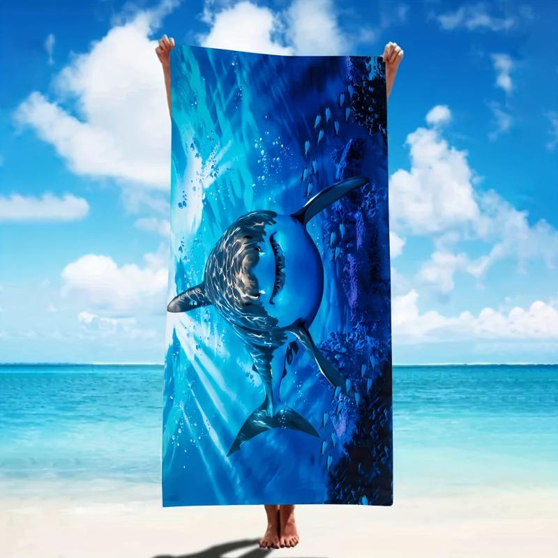 Large Shark Beach Towel Soft Microfiber for Sun Protection