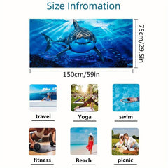 Large Shark Beach Towel Soft Microfiber for Sun Protection