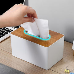 European Modern Paper Towel Box with Bamboo Drawers